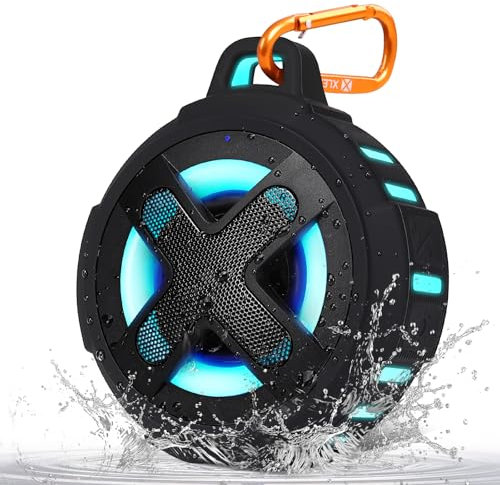 Xleader, Actualizado, Altavoz Bluetooth, Certificado IP67 Impermeable, Caja de Silicona, Sonido Pro 10W y Bajo Profundo, Reproducción 24H, Pequeño, Clip Portátil, para Ducha Playa Camping Regalos