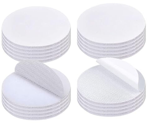 20 Pair Sticky Back Velcro Heavy Duty, Round 5 cm Sticky Velcro Pads, White Double Sided Sticky Pads Dots No Nail for Mounting, Hanging or Organizing Items