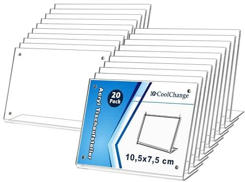 CoolChange Acryl Tischaufsteller mit Magnetverschluss | L-Ständer aus klarem Acrylglas für Preisschilder, Fotos & Infos | Verschiedene Größen & Stückzahlen | DIN A7 A6 A5 (20, 105x75mm)