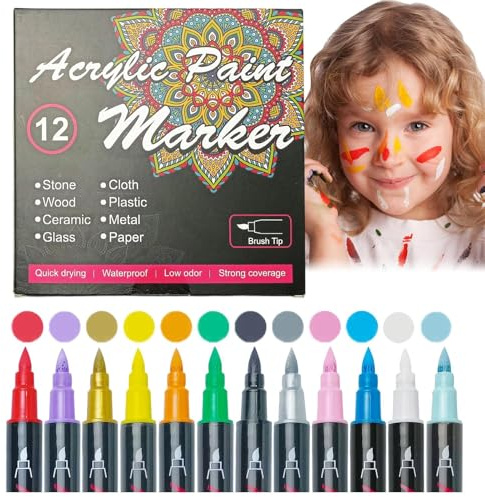 Eoixuqba Pennarelli Per Pelle Lavabili | 12 Marcatori Sicuri Per La Pelle Lavabili,Set Per Disegno Artistico, Trucco E Pittura Per Donne Uomini Ragazzi