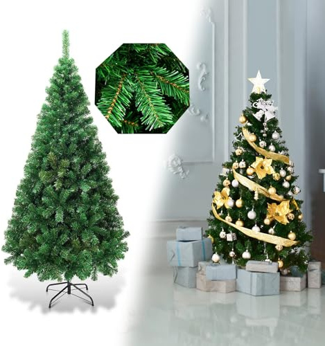 FANTASK Árbol artificial de Navidad de 240 cm con soporte de metal, agujas de PVC, árbol de Navidad, árbol de Navidad, árbol de Navidad artificial, ideal para tiendas, hogar, hoteles y oficinas (verde