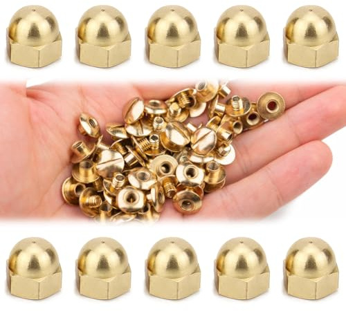 Beatific 30 stycken M5 mässing hexagon hattmutter, mässing kupolhuvud lock, gängstång och gängbultar, sexkantiga hattmuttrar kupolhuvud för skydd inomhus och utomhus