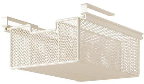 KESOTO Cassetto Estraibile Appendibile Sotto Mensola Con Scorrevole Guide, Cestello Sottoripiano per Intimo, Calzini, Caffè, Penne, Applicabile a Partizioni Con Spessore Inferiore a 2,2 Cm, Bianco