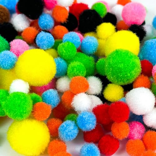 OIXEYA 800 Stück Pompons zum Basteln, 1/1.5/2 cm Bunte Mini Pompons, Mini Pom Poms für Handwerk Herstellung, Bunte Pompons für DIY Kreative Handwerk, Party Deko Pompons Bälle für Ostern, Kinder