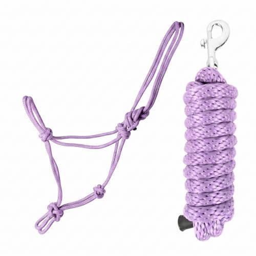 JA Horse JA4034 Knot Halter Set with Carabiner Hook, Lavender, Full/COB