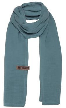 Knit Facory - Liv Schal - Fein Gewebter Damen Schal - Luftiger Musselinschal - Für Frühling und Sommer - 100% Bio-Baumwolle - Stone Green