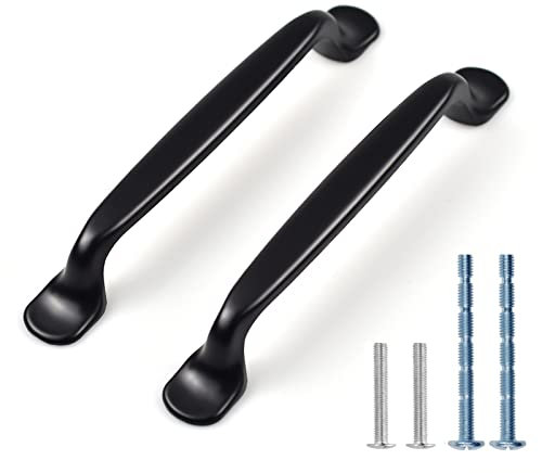 FunChaos 12 Pcs Noires Cuisine Poignée, Poignées de Meuble, Poignées de Placard, Poignées de Tiroir Avec 2 Vis De Taille, Parfait Pour Armoire De Meubles De Salle De Chambre (128mm)