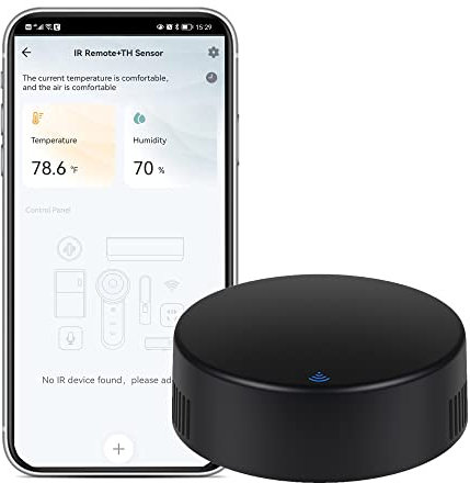 Telecomando intelligente IR: telecomando universale WiFi a infrarossi con sensore di umidità della temperatura, controllo app e voce, termometro igrometro WiFi 3 in 1, compatibile con Alexa, Google