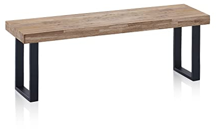 Adec Group Loft, Banco para Mesa de Comedor, Asiento Auxiliar, Acabado en Roble Honey y Negro, Medidas: 120 cm (Largo) x 47 cm (Alto) x 34 cm (Fondo)