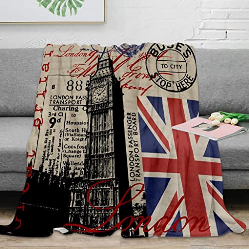 Wohndecken Kuscheldecken London Weiche Flauschige Decke Kinder Mädchen Jungen, Warm Flanell Fleecedecke Wendedecke Wolldecke Sofadecke Wohndecke Couchdecke - 130x150 cm