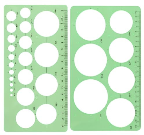 ZXUPOI 2 PCS Cerchiometro Disegno Tecnico Cerchiografo Normografo Ellissometro Trasparente Modello di Misurazione in Plastica Righello Modello Geometrico per Disegno, Ufficio e Scuola