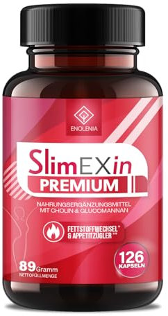 NEU: SlimEXin® PREMIUM Stoffwechsel & Appetitzügler - extrem, schnell & endlich - Hochdosiert mit Cholin und Glucomannan - für Frauen + Männer, 126 Kapseln