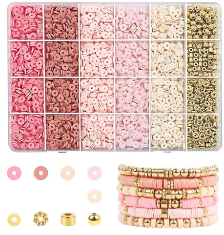 2780 st platta pärlor för armband, pärlor kit för armband, lera pärlor för armband, polymer lerpärlor för smyckestillverkning