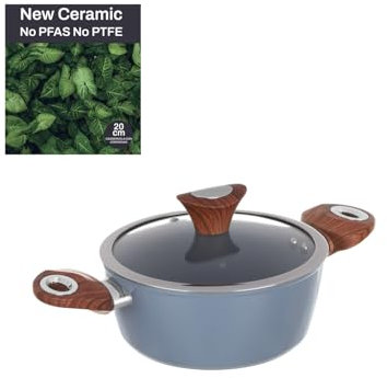 Casseruola con coperchio azzurro New Ceramic (20 cm due manici)