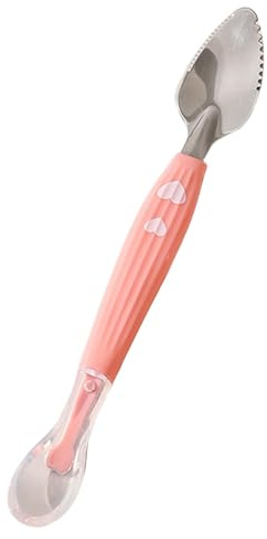 Food Scraper Spoon, Fruit Puree Spoon, Baby Food Spoon, Silicone Double Head Babies with LED Weaning Accessories for Fruit Scraping Feeding