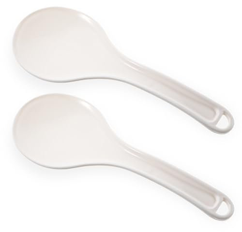 2 Pcs Plastic Rice Paddle, Non-Stick Rice Spoon White Rice Spatula for Kitchen Rice Cooker Shovel Rice Serving Spoon 8.5 Inch Restaurant Cooking Utensil Multicooker (White)