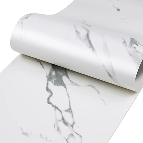 Stickyart Pavimento PVC Adesivo Effetto Marmo Bianco 60cm X 30cm 15 Pezzi Rotolo Vinile Adesivo Pavimento Bianco Vinile Impermeabile Rivestimento Pavimenti Autoadesivo per Uso Interno Bagno e Cucina