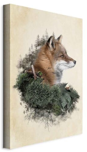 murando - Quadro Acustico Verticale Ritratto Volpe 40x60 cm 1 Pezzo - Stampa su Tela Schiuma Acustica - Quadri Pannelli Fonoassorbenti Moderni - Acustiche Camera da Letto - Fantasia g-C-0321-b-a