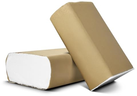 Pack of 400 (2 Packs – 200 Per/Pack) 1Ply Z-Fold Hand Paper Towels Sheets White 210cm x 210cm. Dispenser Compatible | Ideal for Kitchen, Catering, Bathroom, Restroom