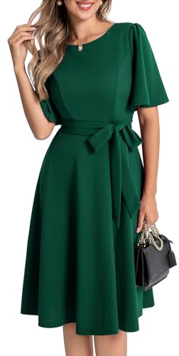 Bbonlinedress kortärmad cocktailklänning för kvinnor, vintage, formell, sedesam klänning för bröllopsgäst, kyrka