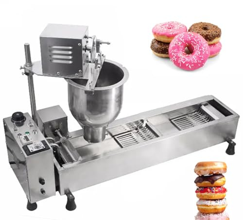 Macchina per ciambelle, 3000W Auto Donnut Maker, Friggitrice in acciaio inossidabile, 3 stampi, tramoggia 7L per panetteria e carrelli alimentari
