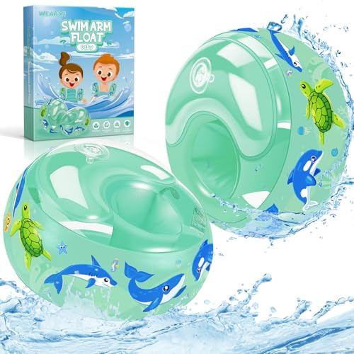 WEARXI Brassard Piscine Enfant, Brassard Bébé, Brassard Enfant 1 an | Brassard Piscine Enfants 2-3 Ans, Aide à l’Apprentissage de la Natation, avec Pompe Manuelle Incluse, 6-25 kg