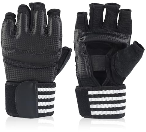 Hwtcjx Guantoni da Boxe per Bambini 3-15 Anni, Guanti da Boxe, Nero, S