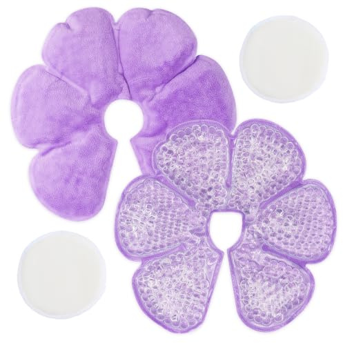 Breast Cooling Gel Pads 2 Pack with Reusable Bamboo Fibre Nursing Pads, Nursing Pads for Hot and Cold Therapy, Reusable Breast Pads with Soft Cover