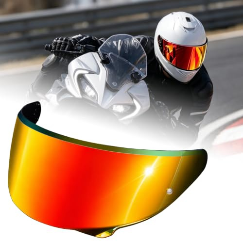 PSLER Motorcykelvisir ersättning för HJC HJ-38, lämplig för i71 F71 integralhjälmar, reptålig och UV-skydd hjälmvisir, pinlock förberett (djup guldröd)