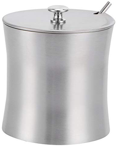 Kryddkruka i rostfritt stål Kryddburk Kryddor Flaskburk med lock Sked för kök Restaurang Hem Hög kvalitet Hållbar 375ml Slipfinish 8cm Diameter 9cm Höjd