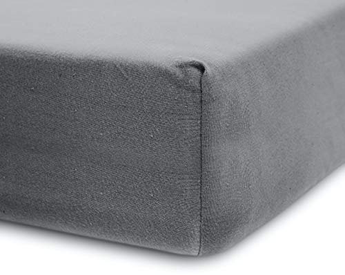 Lumaland Luxury Jersey Spannbettlaken für Wasserbett und Boxspringbett 100% Baumwolle mit Rundum-Gummizug 140-160 x 200-220 cm Hellgrau