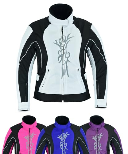 warrior gears Chaqueta de moto con bordado gráfico para mujer, chaqueta impermeable para mujer, chaquetas de motociclista para exteriores, parte superior de moto blindada CE, equipo de protección