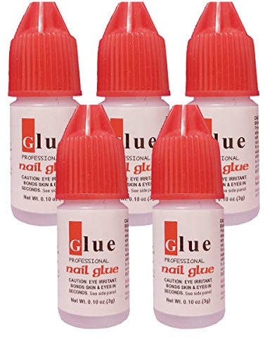 5 x 3g Pack Extra Strong Nail Glue Adhesive Bond Glue for Artificial Acrylic Nails Tips Professional Quality Salon Use by QTLINES
