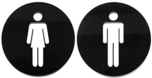 Plaque de porte WC Femme - Homme Panneau de Toilette Plaque de Salle de Bain Méthacrylate 3 mm Lot de 2