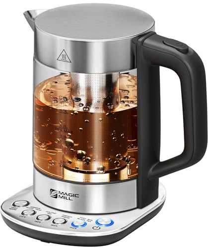 Magic Mill Pro Electric Kettle with tea Infuser and Temperature Control - Keep Warm Function, Rapid Boil, Automatic Safety Shut Off, BPA Free, No Plastic on Water, British Patent Technology,Large 1.7L