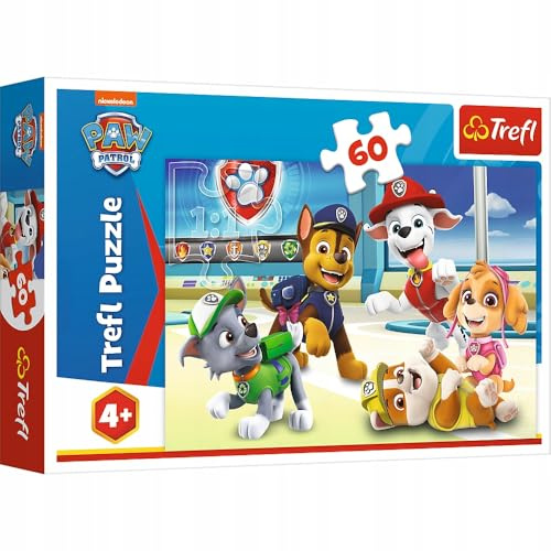 Trefl - Paw Patrol, Univers des Chiens - Puzzles 60 Pièces - Puzzle Coloré avec Personnages de Bande Dessinée, Divertissement Créatif, Loisir pour Les Enfants à partir de 4 Ans