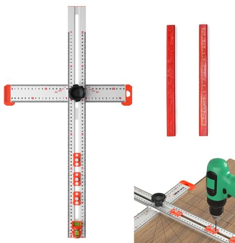 Righello Quadrato A T Di Posizionamento Del Trapano 4 In 1 - Angolo Di Alta Precisione Di 60 Cm Con Misurazione Scorrevole Regolabile