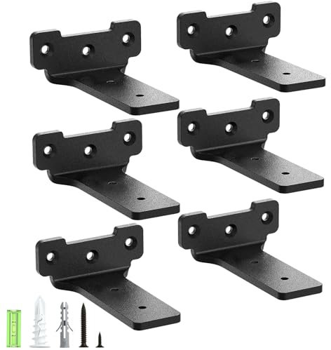 Yeabett 6 stück Regalhalter 10cm, Regalträger Metall mit Schrauben, 70 Kg Tragkraft, Schwarz