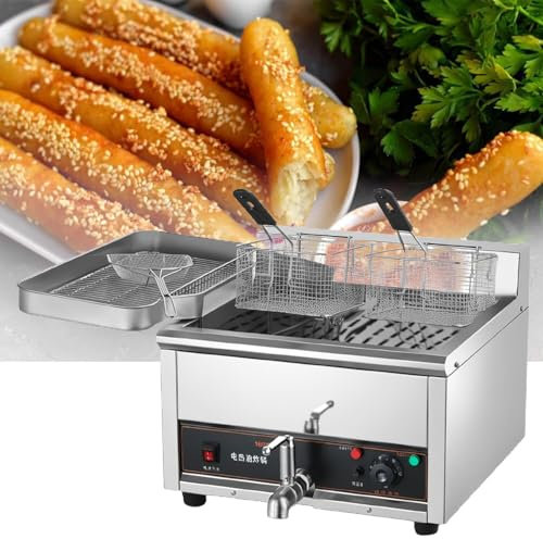 LFfwynog Electric Deep Fryer, Commercial Deep Fryer with Solid Basket,Removable Oil Container and Legs, for Restaurant Commercial,15L