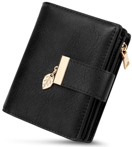 WACCET Geldbörse Damen Klein, Portemonnaie Damen RFID Blockierung PU Leder Große Kapazität Geldbeutel Frauen mit 14 Kartenfächer und Reißverschluss Münzfach