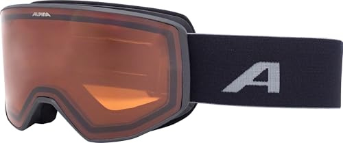 ALPINA Venet - Maschera da sci di alta qualità per uomo e donna, vestibilità ottimale, ideale per chi porta gli occhiali, Anti-Fog, circolazione dell’aria efficace, black matt