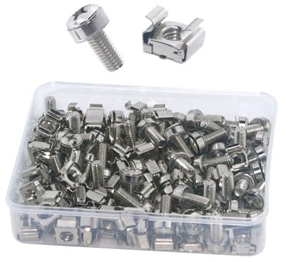 ONLISUM 55Sets/110 Pcs Cage Nuts and Screws Kit,M6 x20mm Server Rack Screws and Square Insert Nuts for Audio Shelves Cabinets