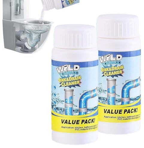 Vollstern Abflussreiniger, Vollstern Rohrreiniger, Hochwirksamer Rohrreiniger mit Aktivschaum für Küche, Bad, Toilette & Balkon (2 stück(220g))