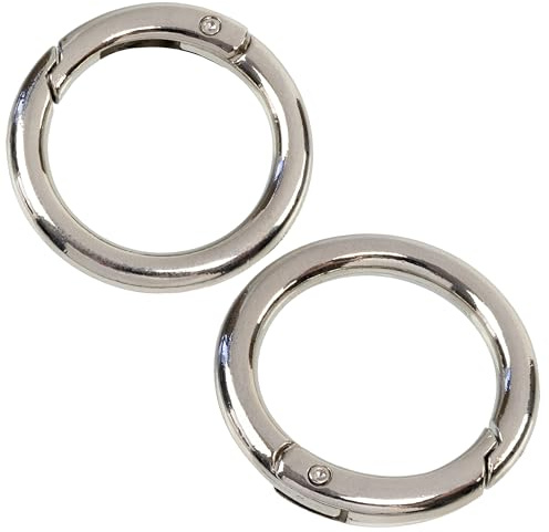 AERZETIX - Juego de 2 anillas redondas para bolso Ø35mm con cierre de resorte | bolsos de mano bandoleras costura manualidades proyectos DIY | color plata | en metal
