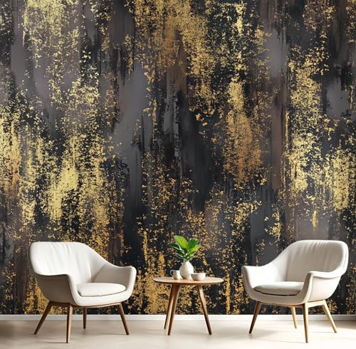 GSAEIMCT Photo Wallpaper 3D Dark Gold Textured Metal Poster Picture Design Murals,200X140Cm Art Mural Stickers Industrial Aesthetics for Living Room Bedroom Home Decoration Sofa Tv Backdrop Wall