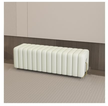 Huangj-0527 Banc de lit avec Rangement Tabouret de Chevet for Chambre à Coucher, Porte-vêtements, léger, Luxueux, Haut Gamme, canapé, vestiaire, Long, Banc Chaussures(Off-White)