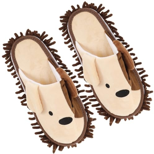 TOYANDONA Zapatillas para Limpiar el Suelo de Chenilla y Algodón Funda Lavable, Pantuflas Flexibles para Casa y Baño, Limpieza sin Manos Dañar Superficies