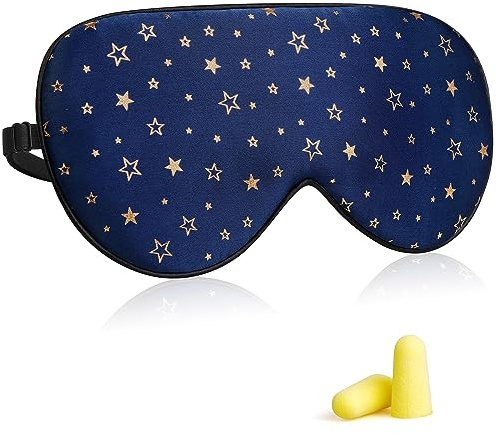 Silk Sleep Eye Mask for Men Women, Comfortable Super Soft Eye Mask with Adjustable Strap, 100% Pure Silk, Works with Every Nap Position, Ultimate Sleeping Aid Blindfold, Blocks Light, Jersey Slumber