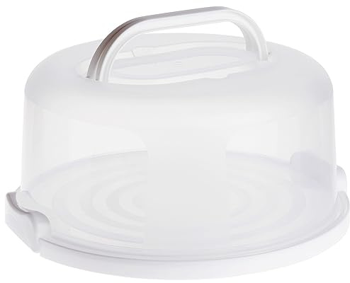 Juvale Round Cake Carrier - Secure Lid & Handle Storage Container - Collapsible Reusable Plastic Container for Cakes, Pies & Cupcakes - 12 Dia x 5.9 H