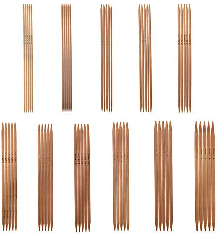 Bambus Stricknadeln, Stricknadeln Set, Bambusstricknadel Set Socken, 11 Größen 2-5mm 13cm Karbonisierte Bambusnadeln, für Socken, Mützen und Schals
